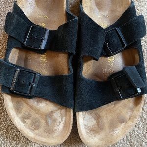 Black Suede Birkenstocks Arizona style
